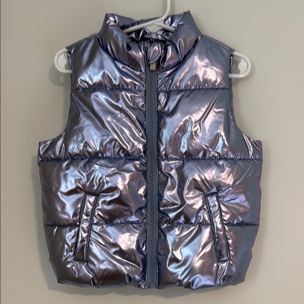 Old Navy Silver Quilted Puffer Vest
